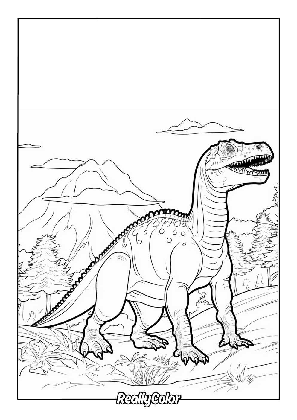 Printable dinosaur coloring page for adults