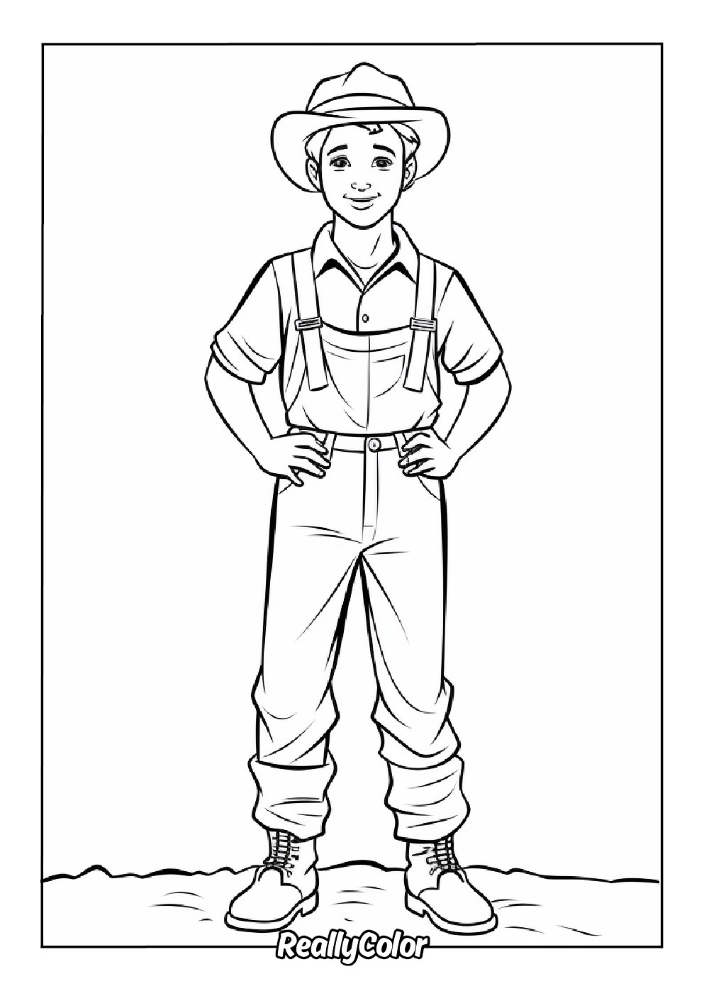 Printable farmer coloring page