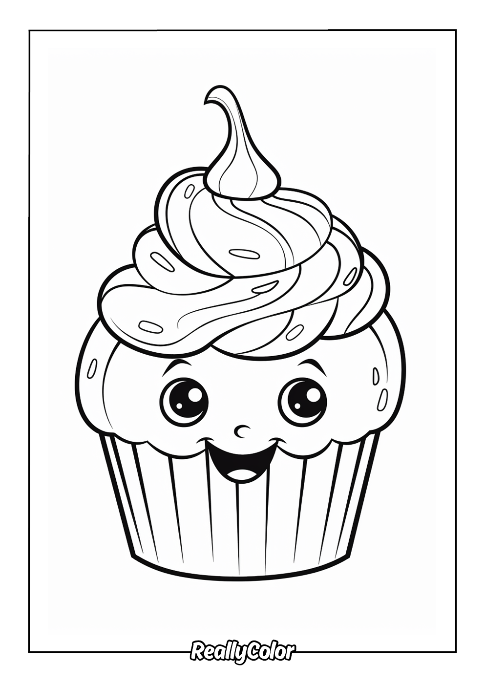 Printable pdf cupcake coloring page