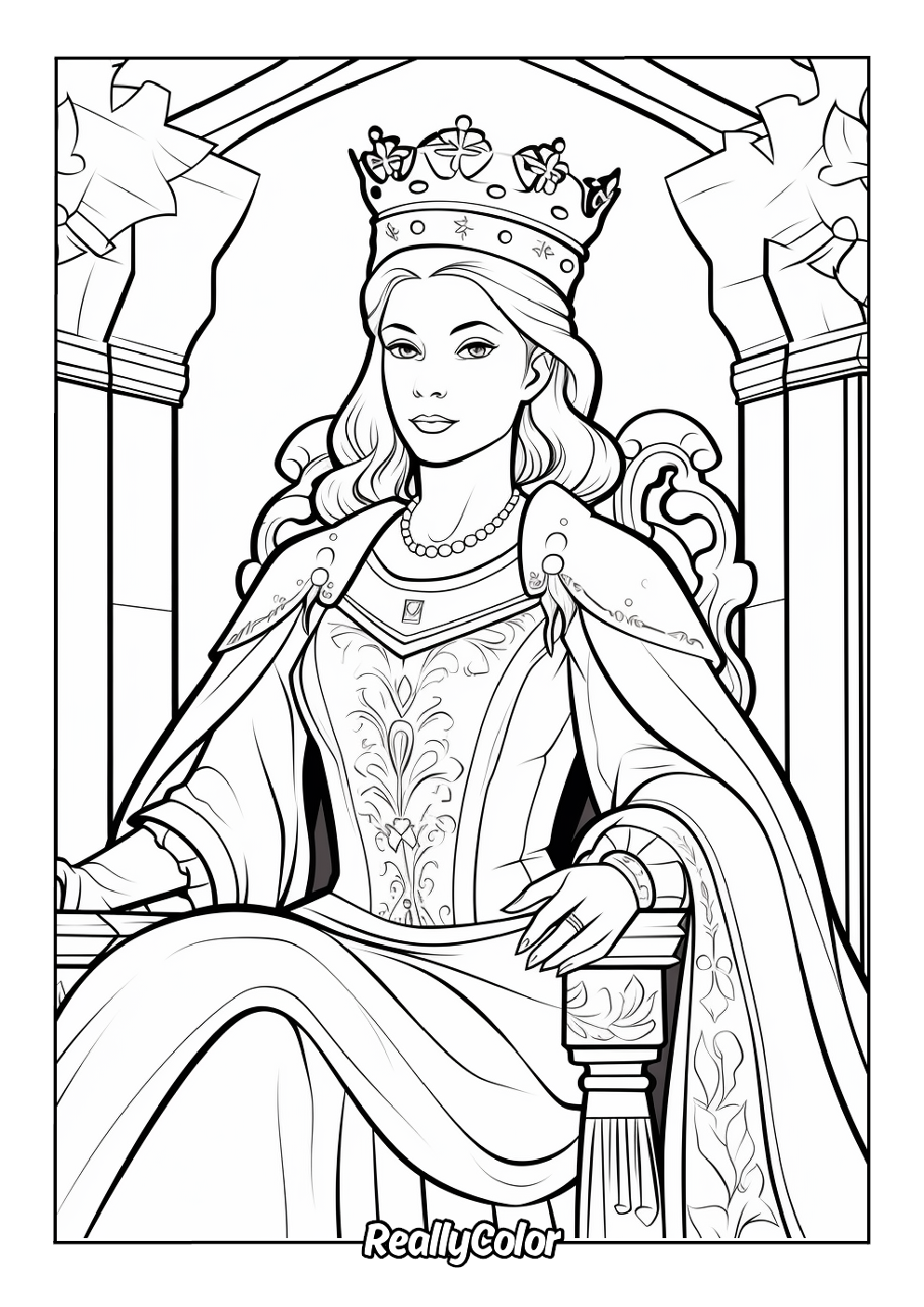 Printable queen coloring page for adults