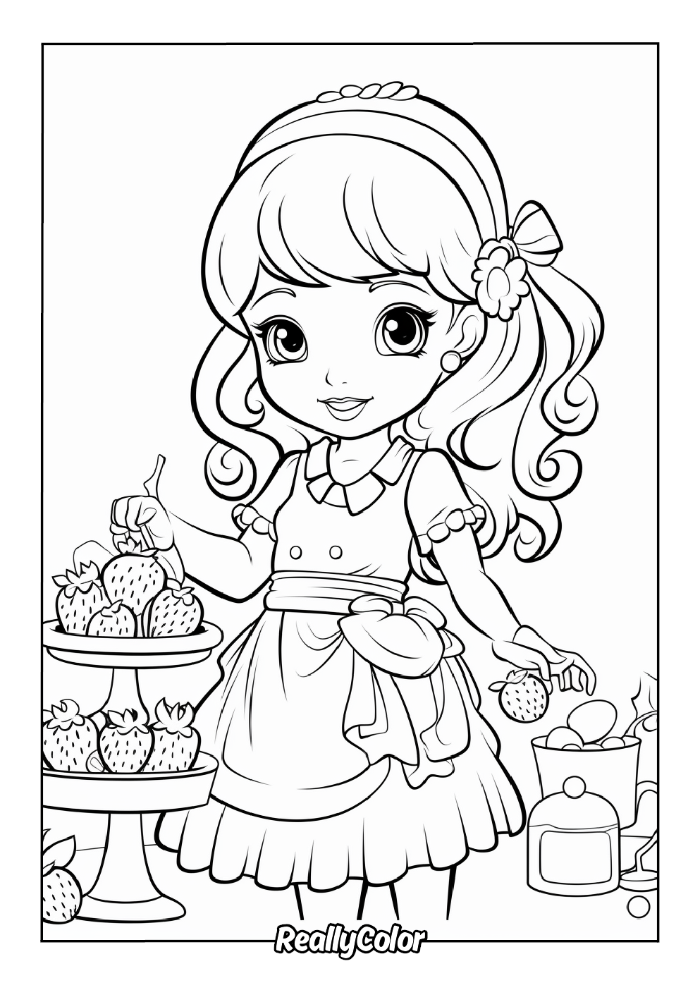 Printable strawberry coloring page