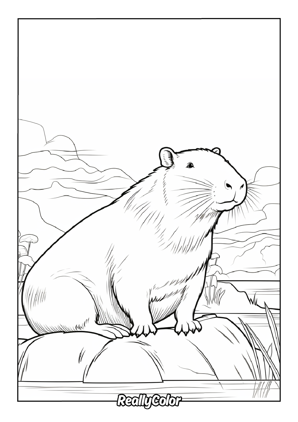 Real capybara for coloring