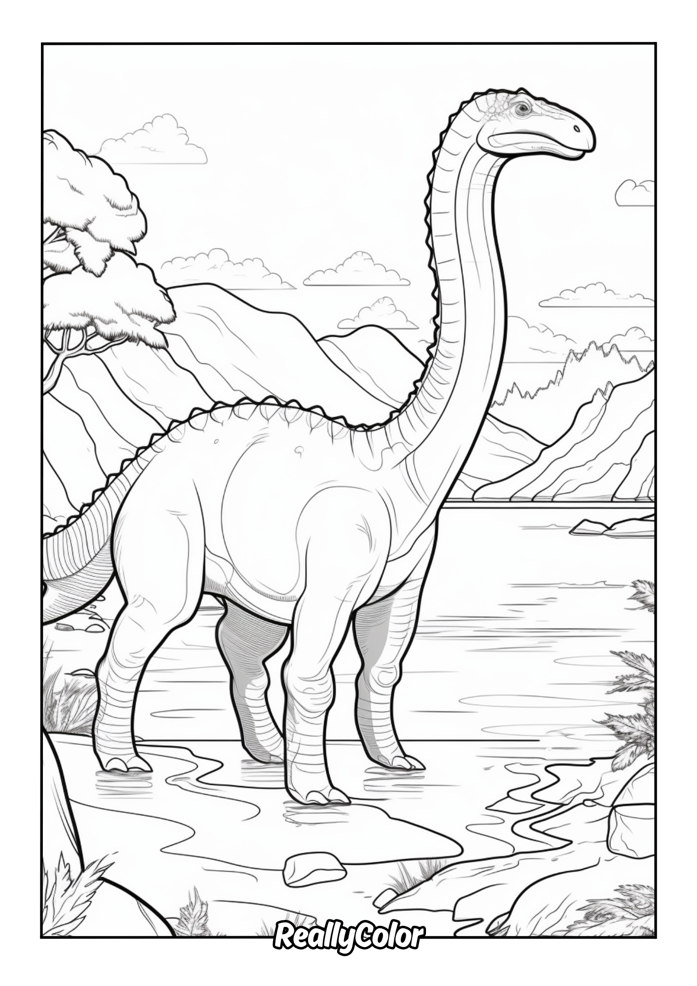 Real dinosaur coloring page