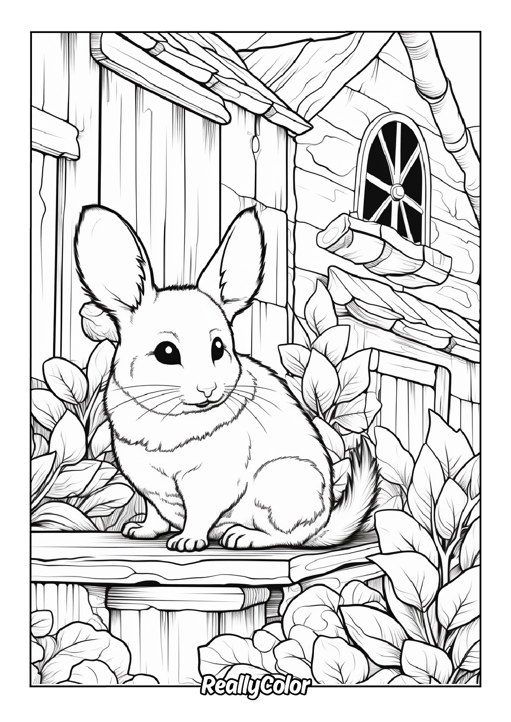 Realistic chinchilla coloring page for adults