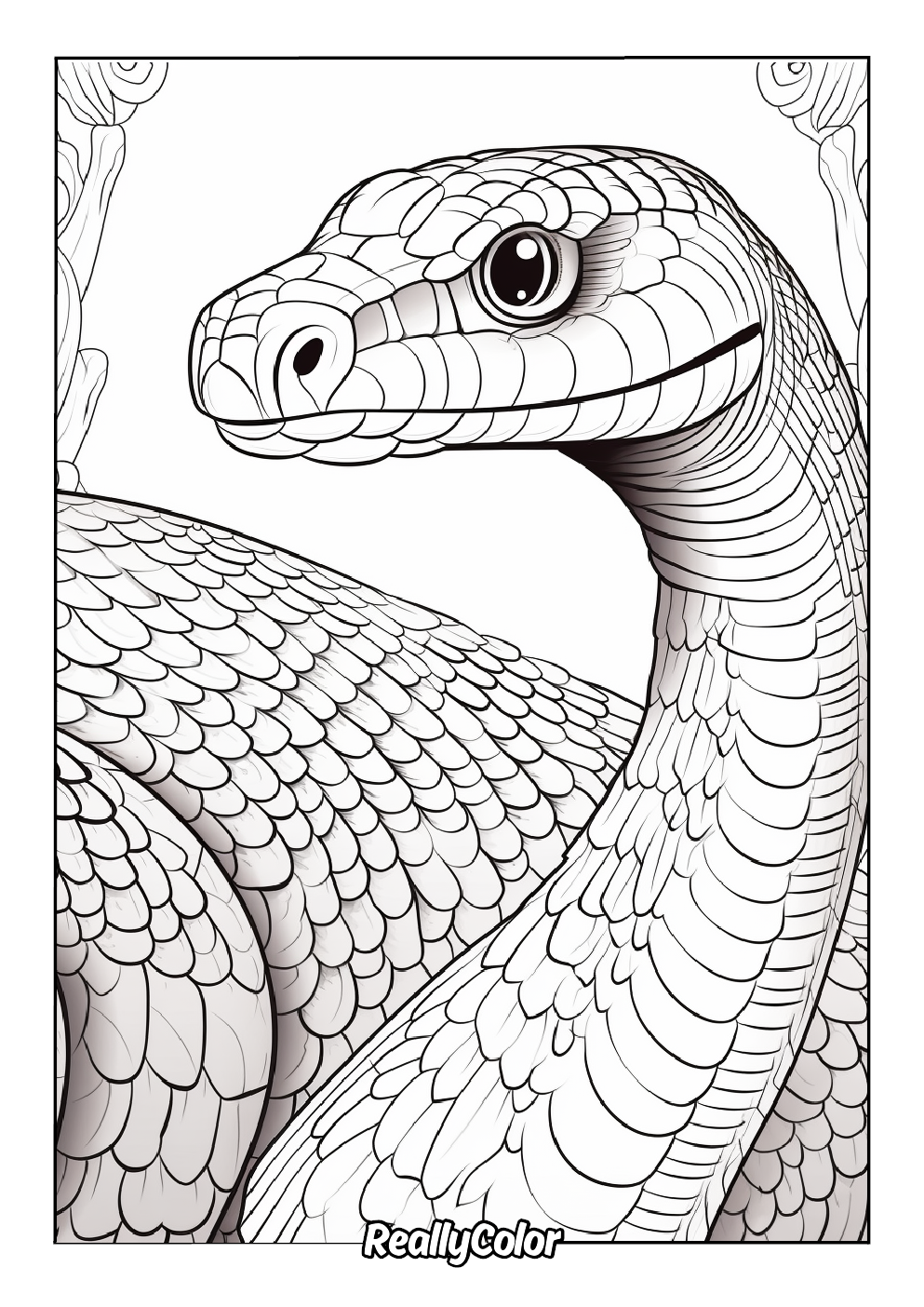 Realistic cobra coloring page