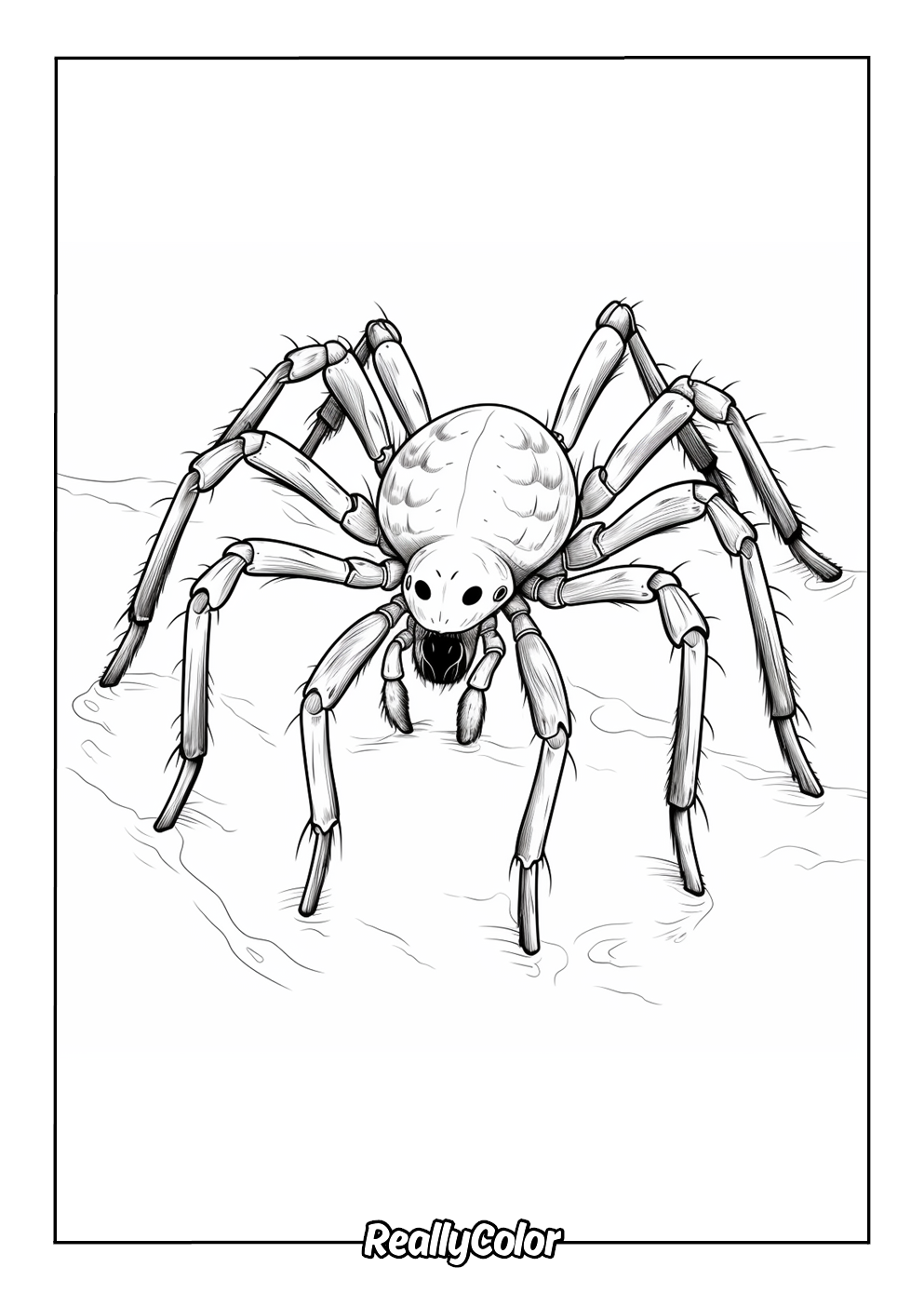 Realistic coloring page of a black widow