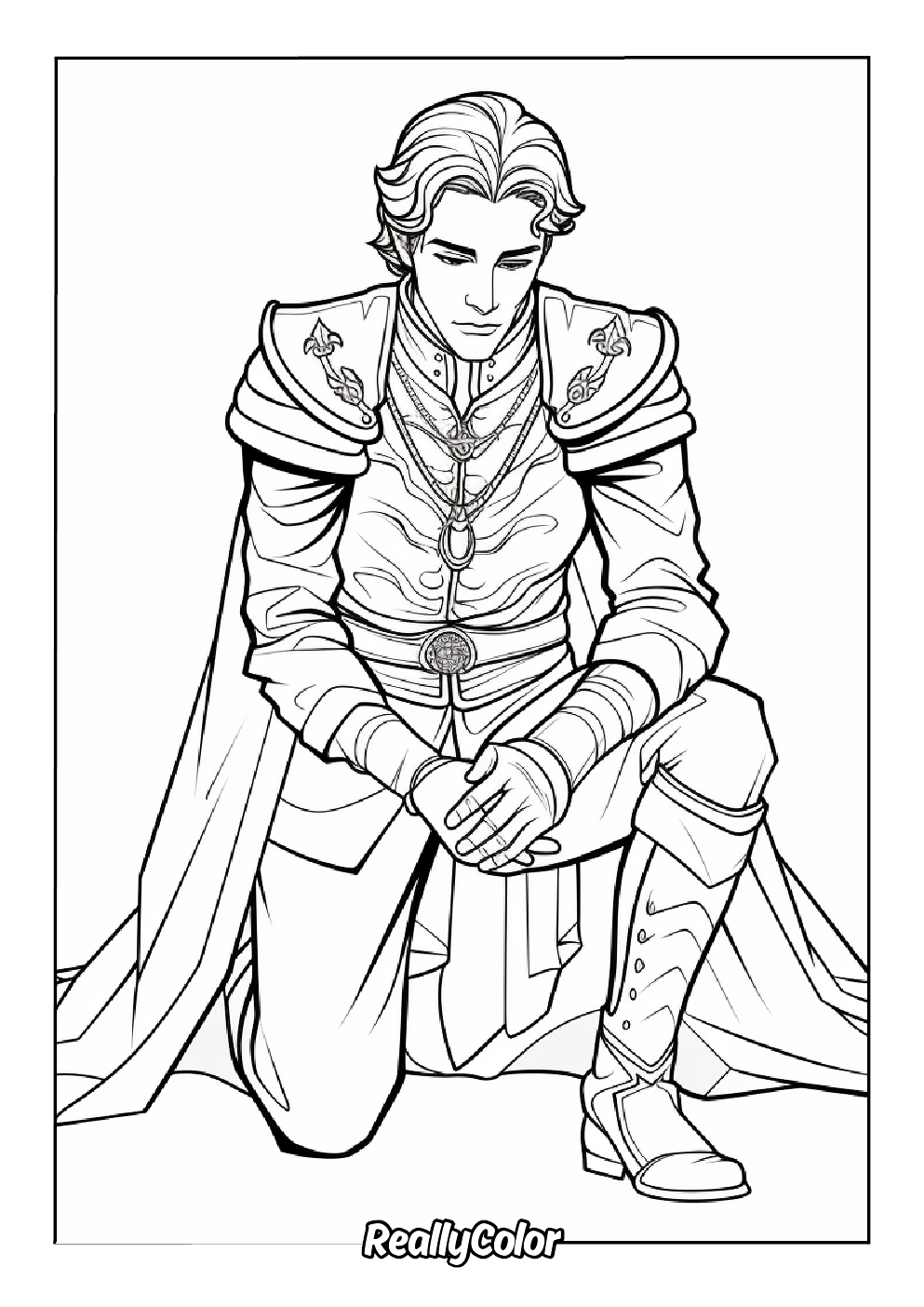 Realistic coloring page of a prince