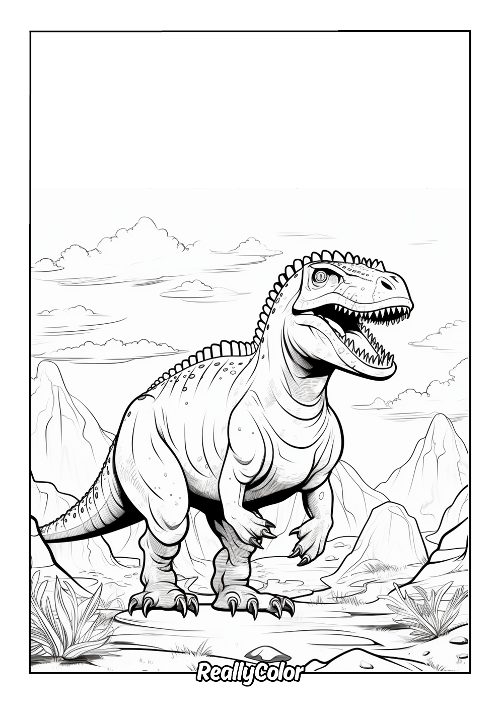 Realistic dinosaur coloring page