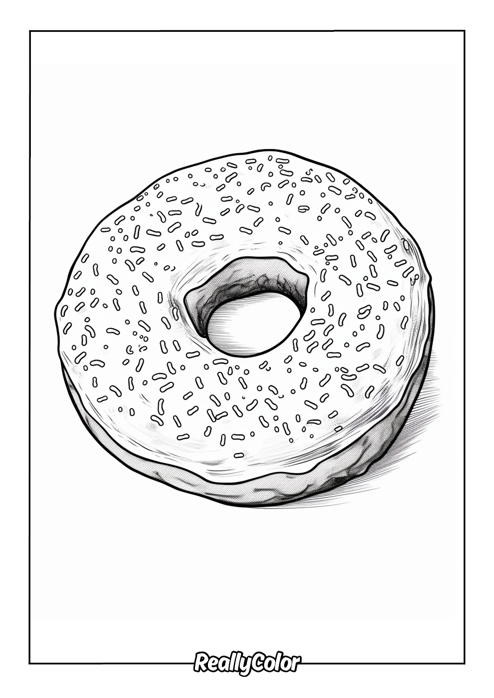 Realistic doughnut coloring page easy to color