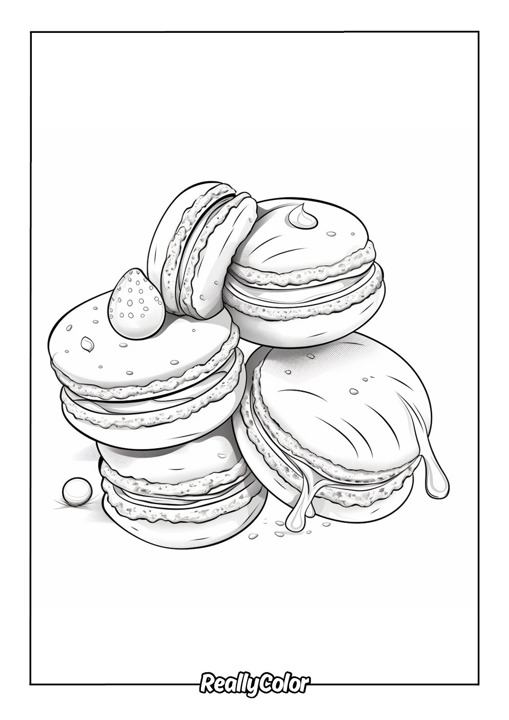 Realistic macarons color page