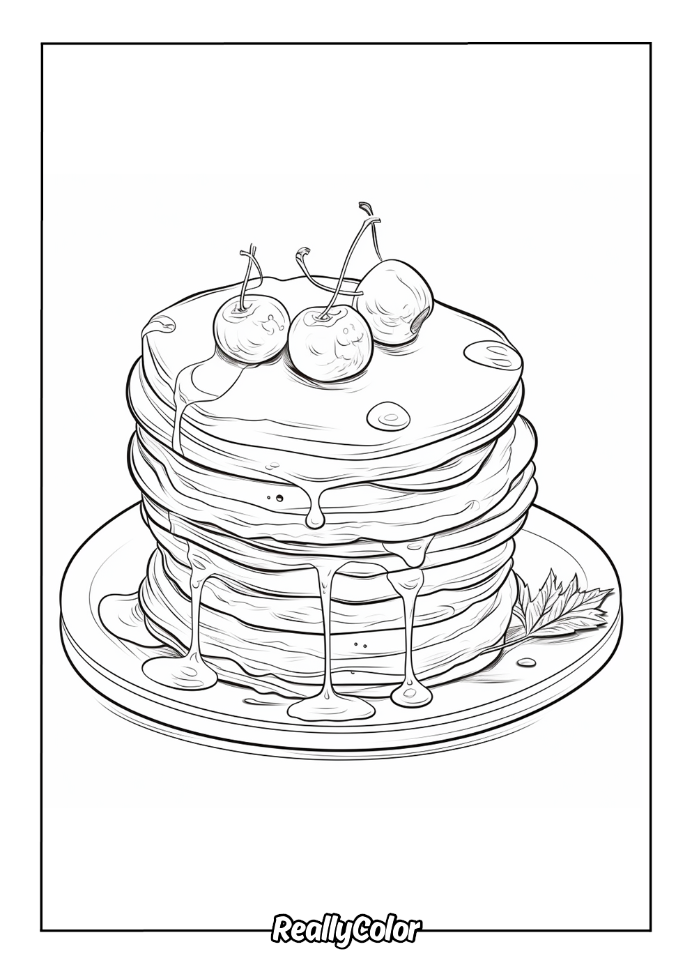 Realistic pancakes coloring page for adults