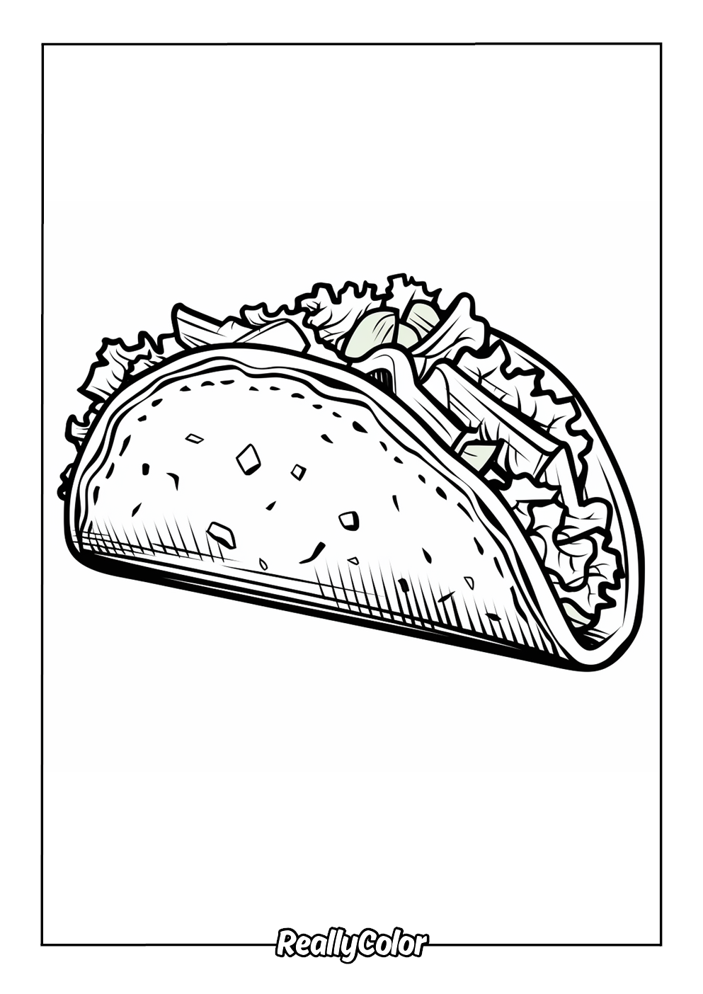 Realistic taco coloring page