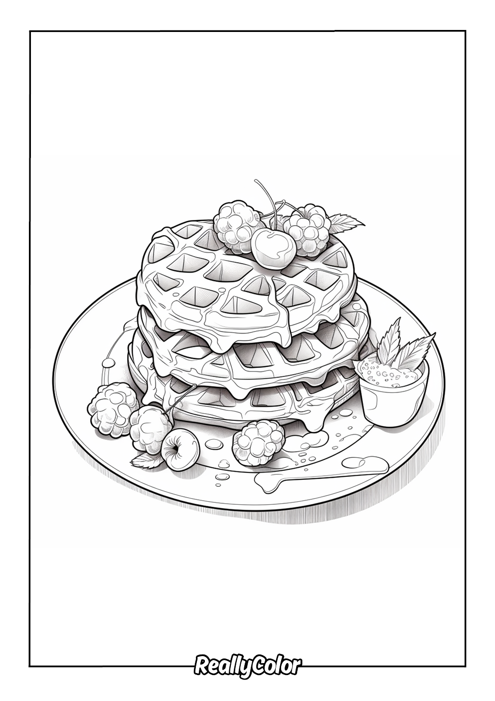 Realistic waffles coloring page