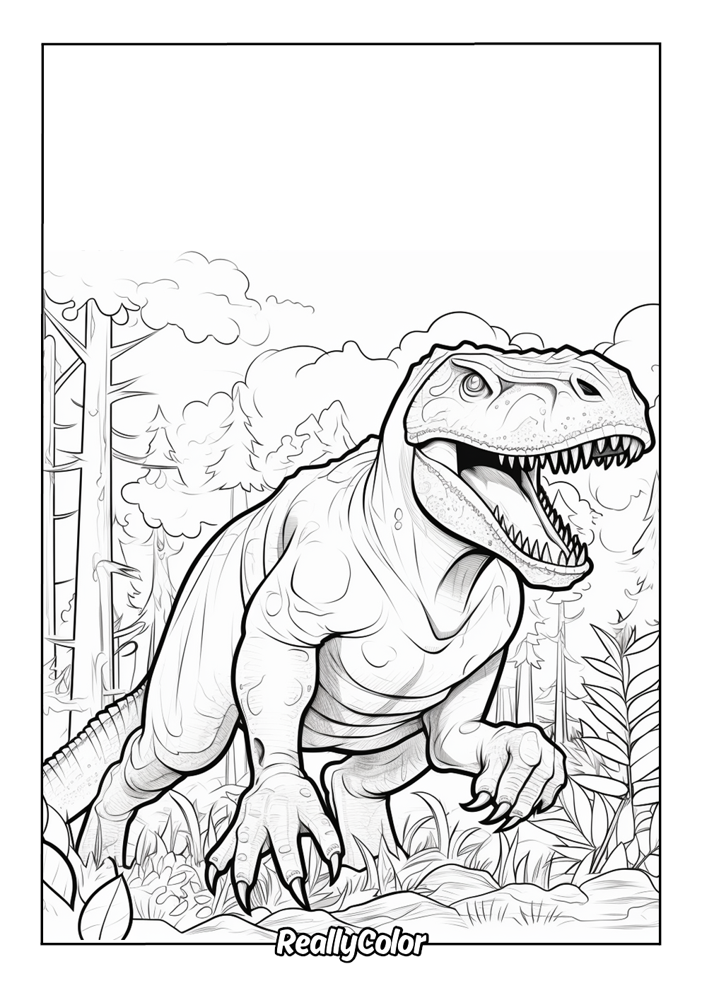 Scary t rex coloring page