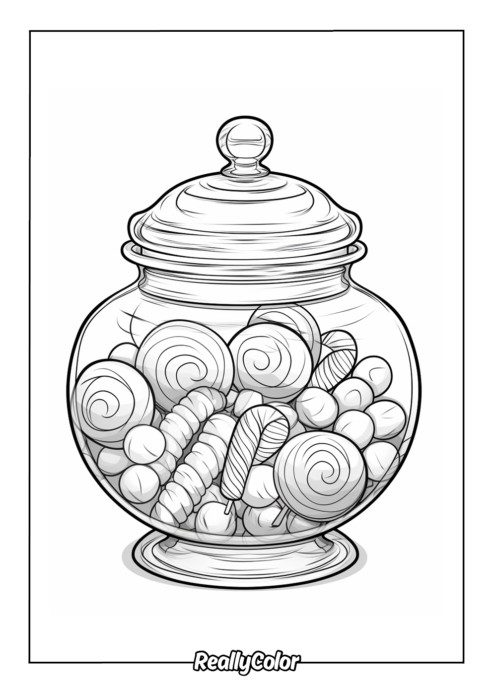 Secret candies jar color page
