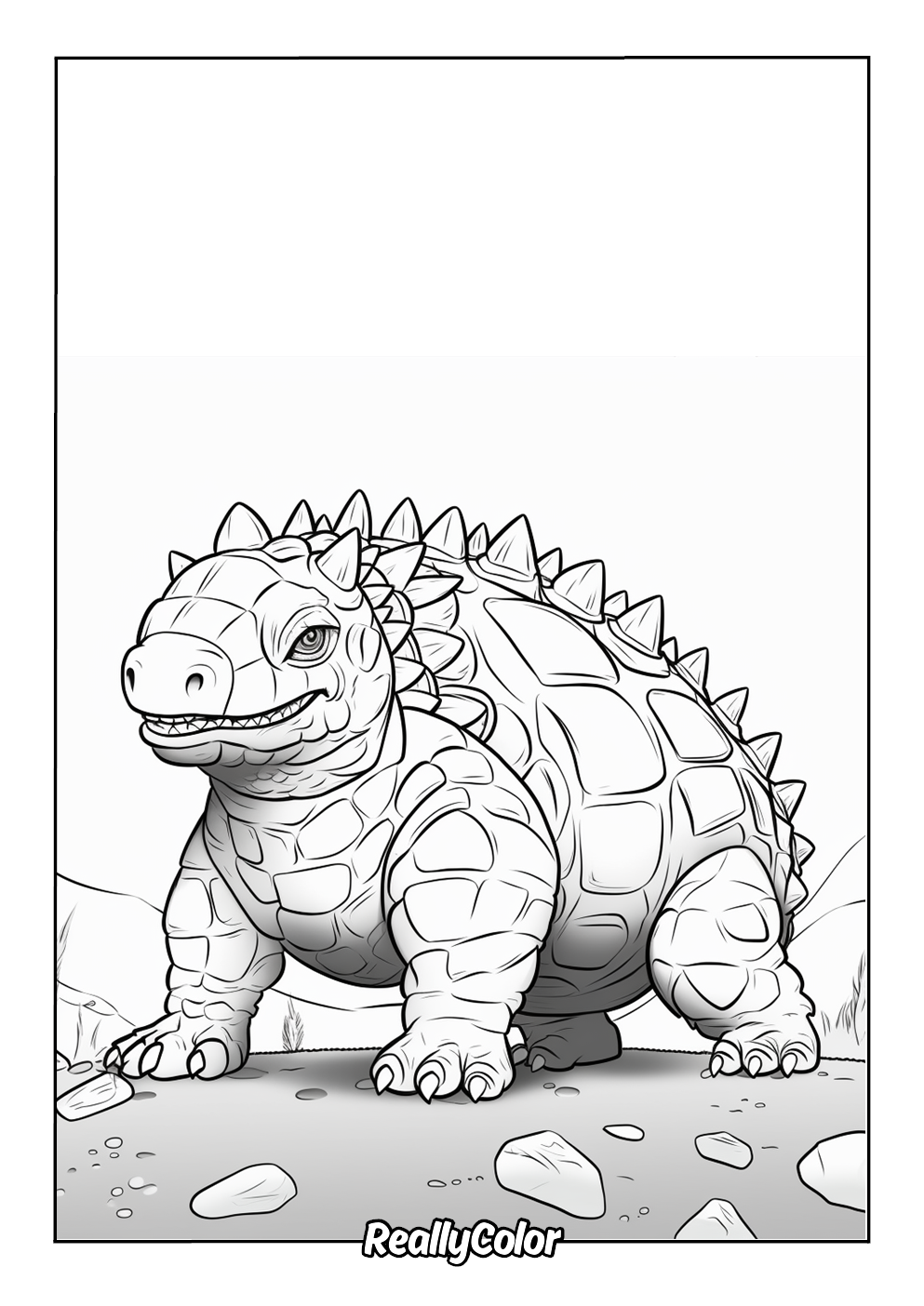 Simple ankylosaurus color page