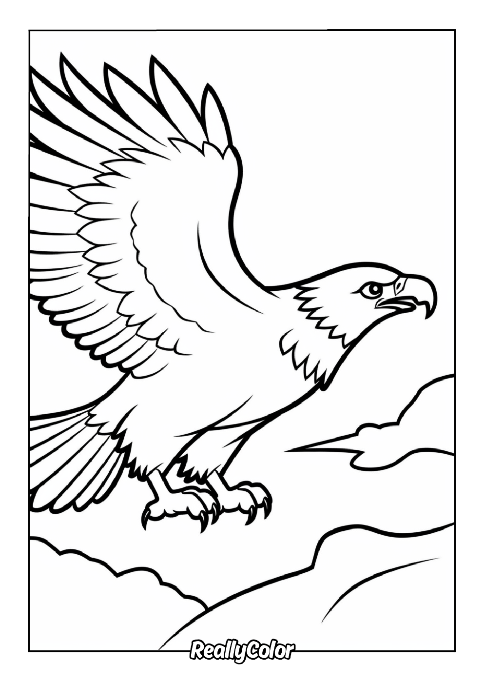Simple bald eagle color page for kids