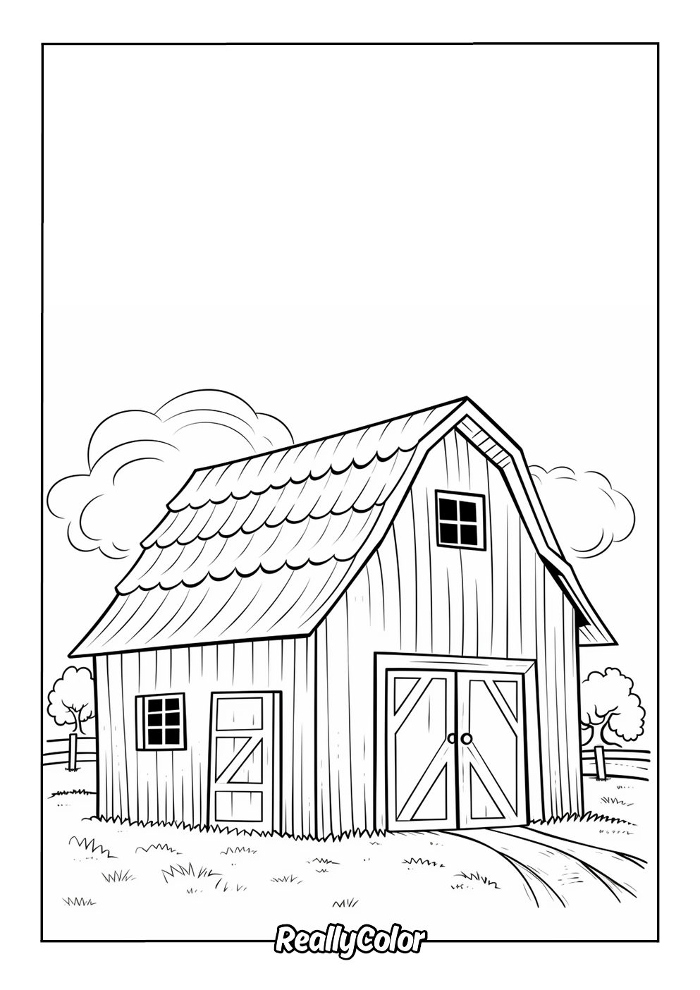 Simple barn coloring page