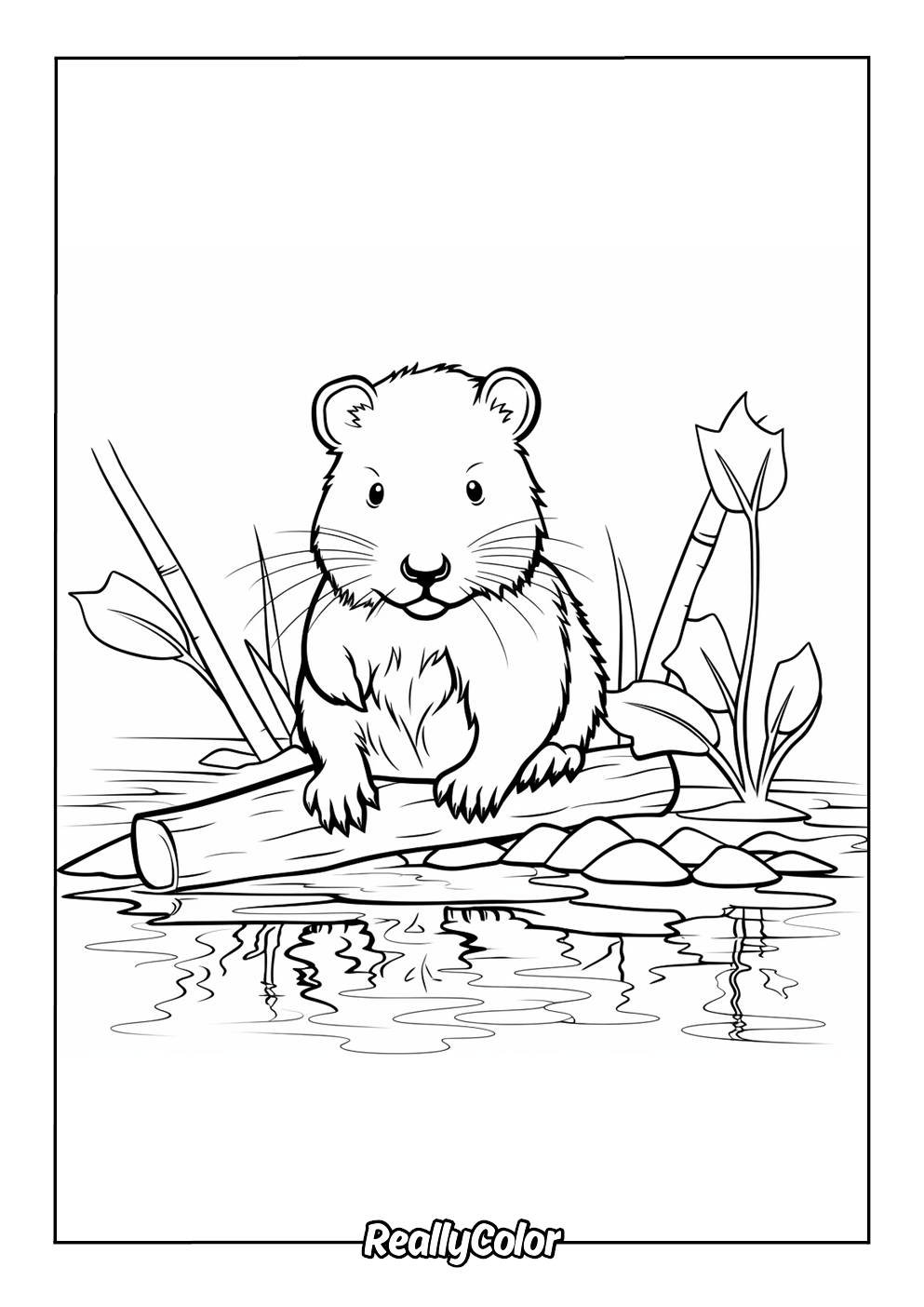 Simple beaver coloring page for kids