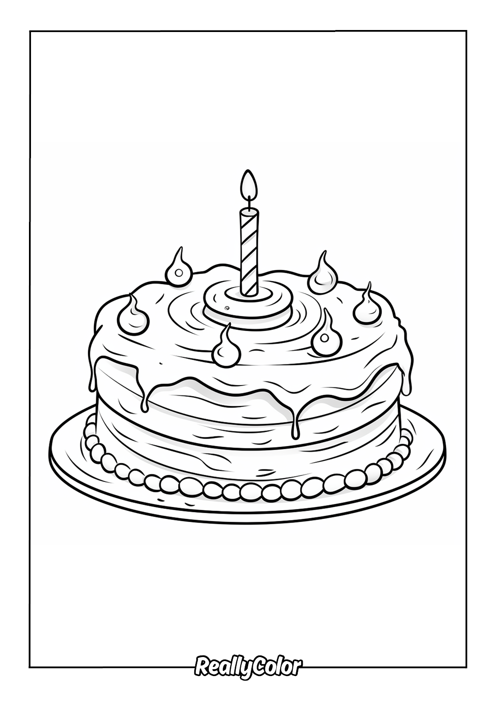 Simple birthday cake coloring page