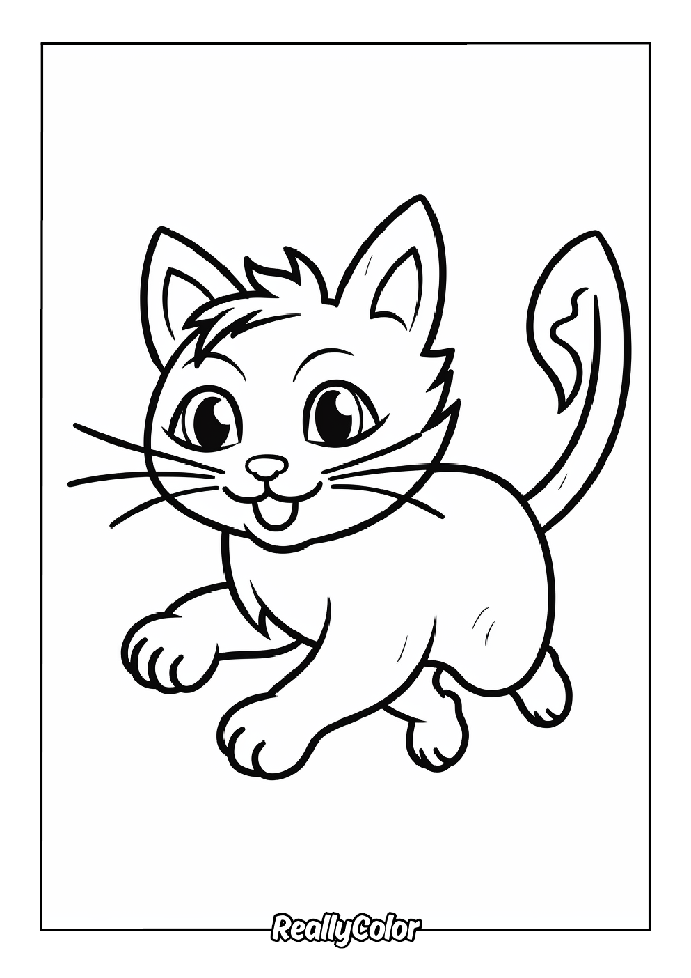 Simple cat coloring page for kids