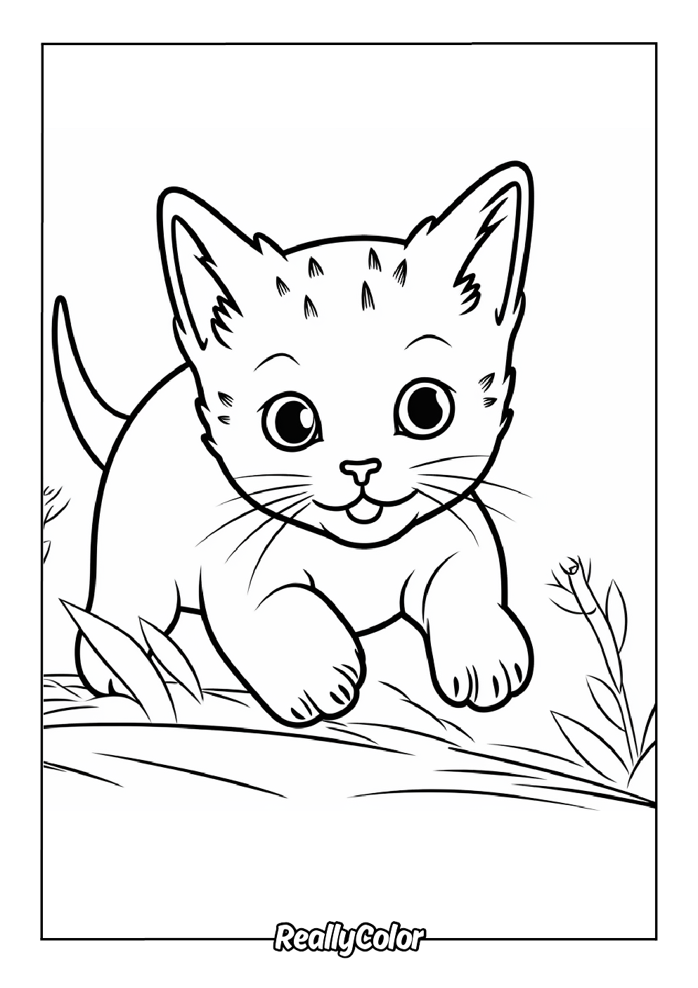 Simple cat coloring page