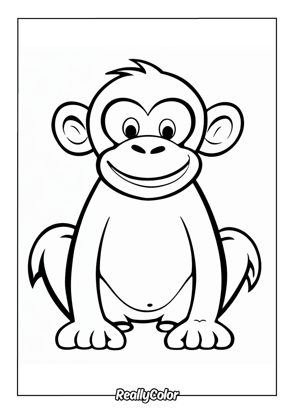 Simple chimpanzee coloring page for kids