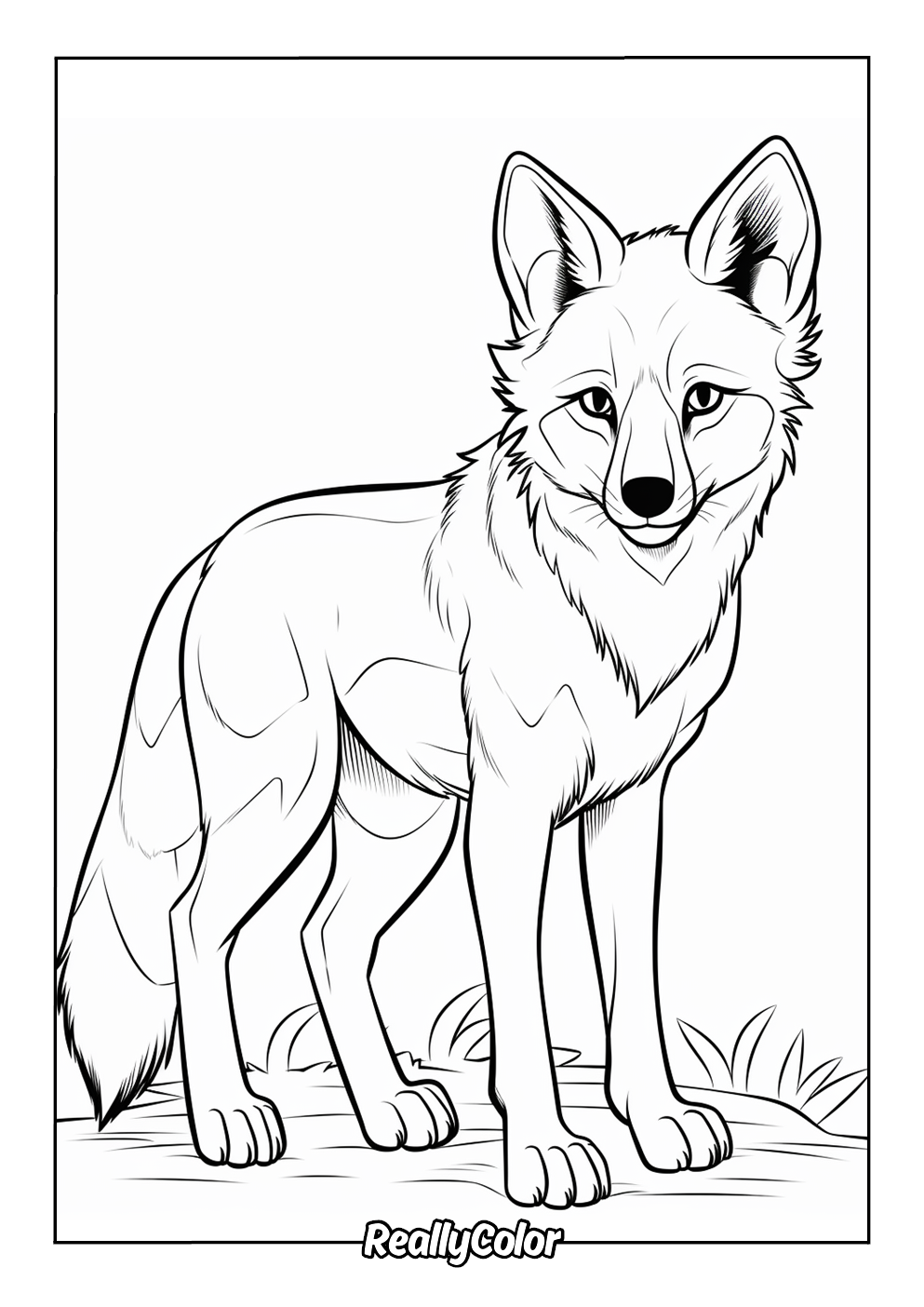 Simple coloring page of a coyote