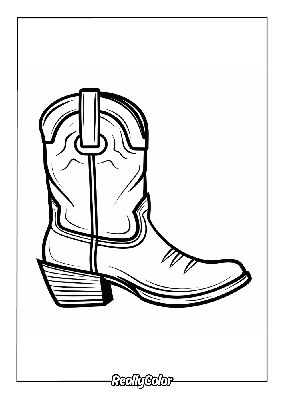 Simple cowboy boot coloring page