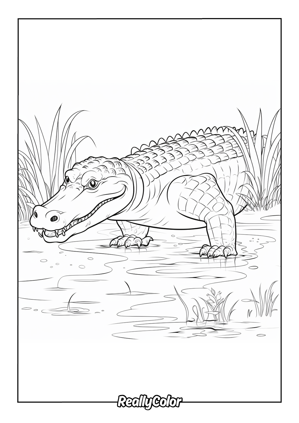 Simple croc coloring page