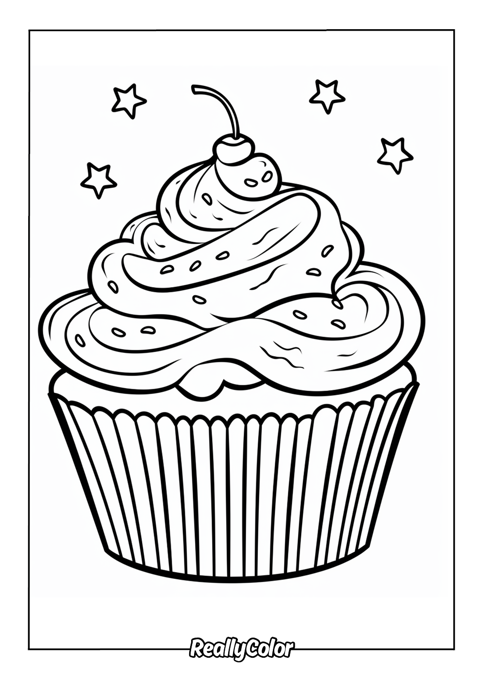Simple cupcake coloring page