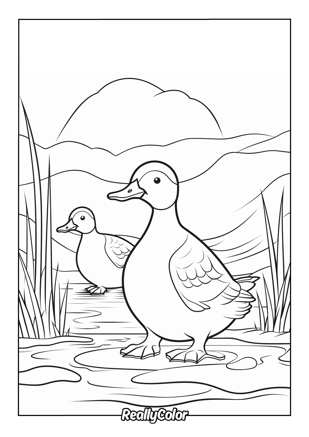 Simple duck coloring page