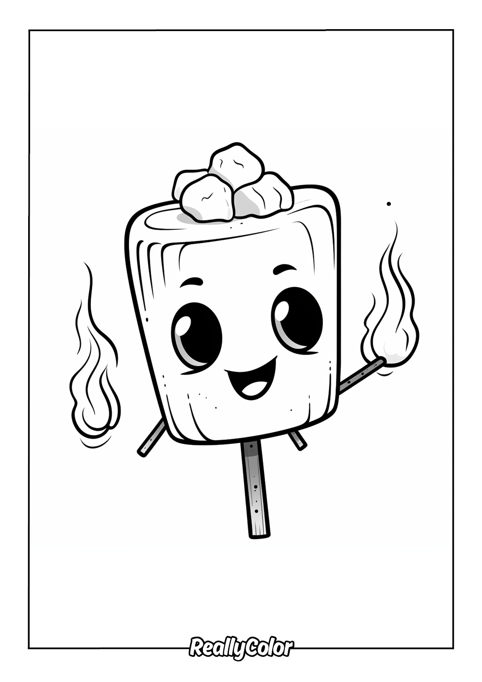 Simple marshmallow coloring page for kids