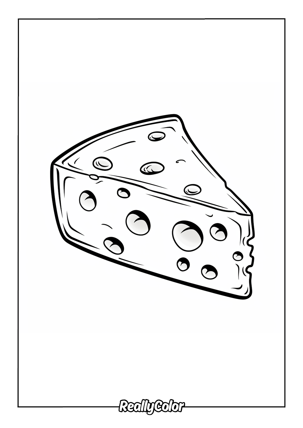 Simple piece of cheese coloring page