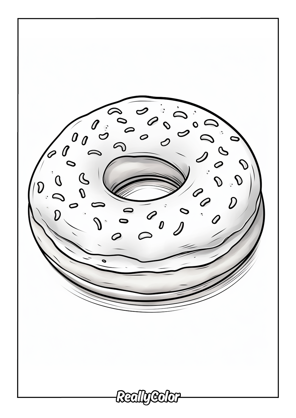 Sprinkle donut coloring page for kids