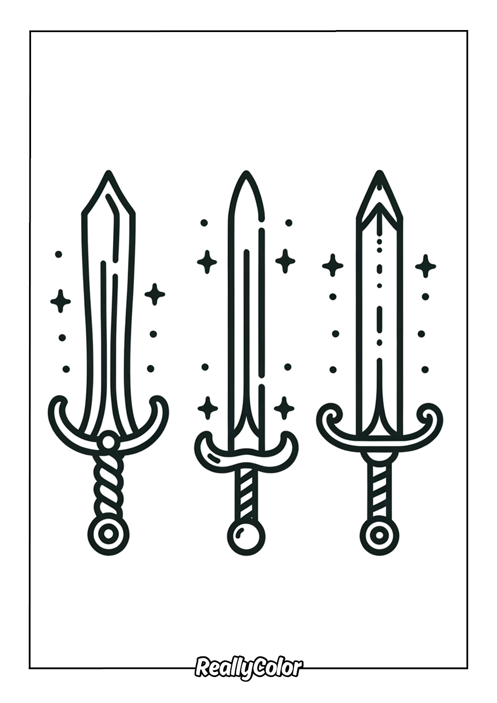 Swords easy to color for kids
