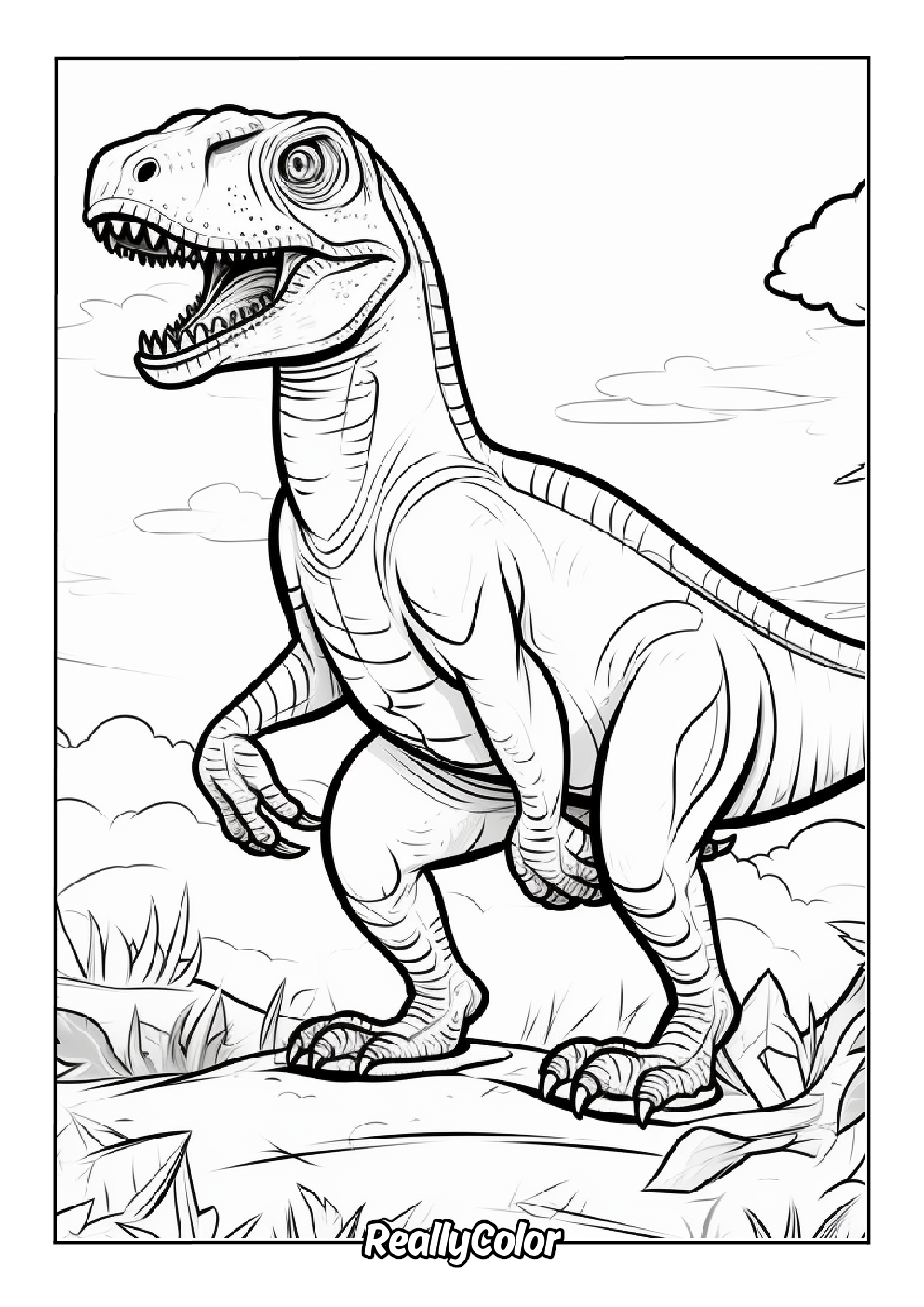 T rex dinosaur coloring page