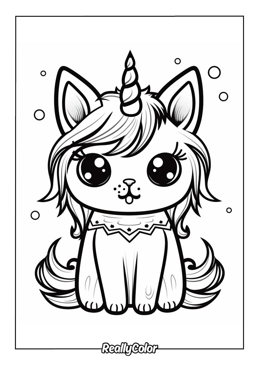 Unicorn cat to color