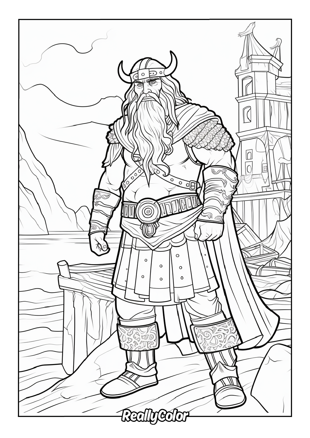Viking coloring page for adults