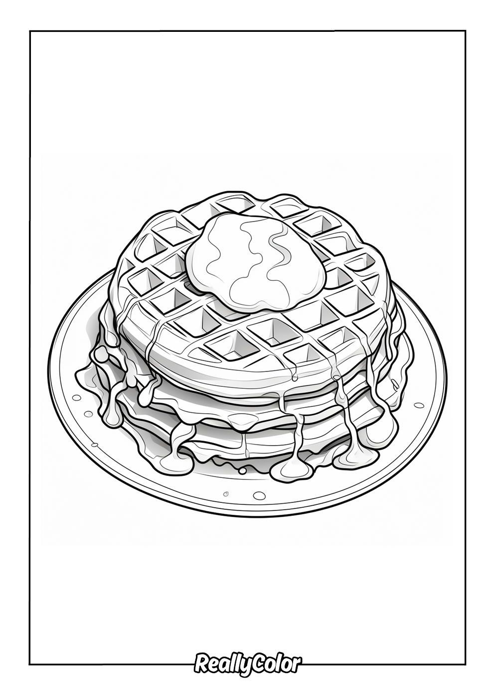 Waffle with jam color page