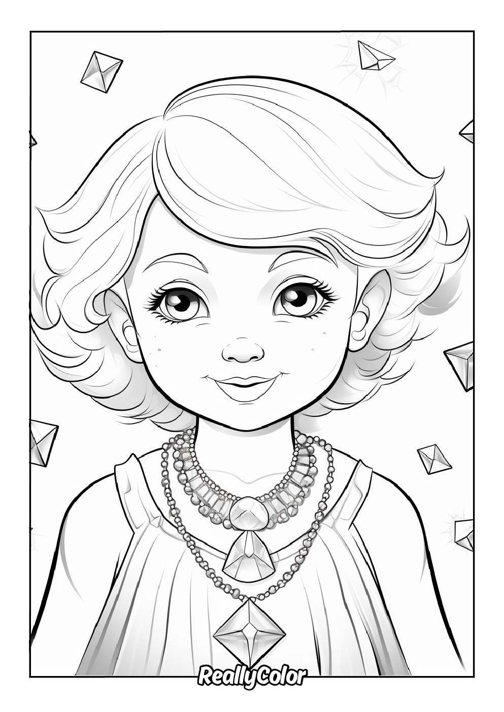 Women jewels made of gemstones coloring page