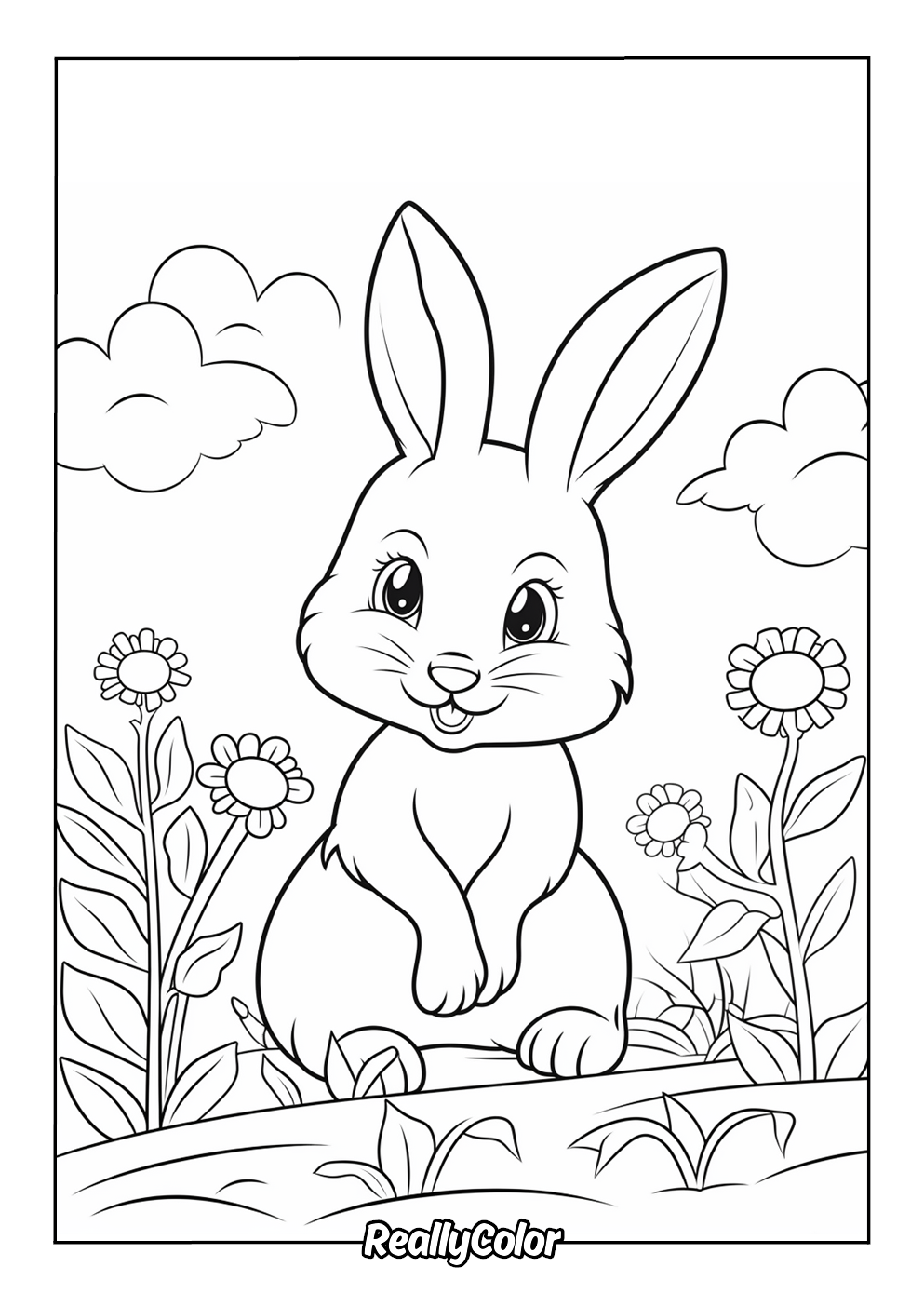 Baby bunny coloring page