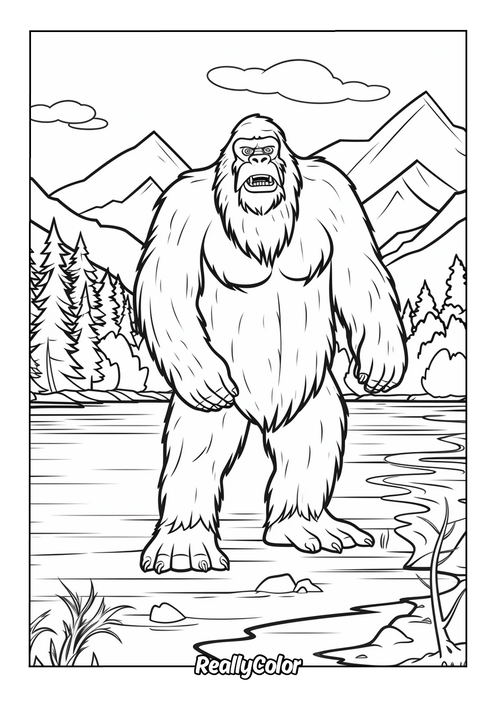 Amazinig coloring page of the bigfoot