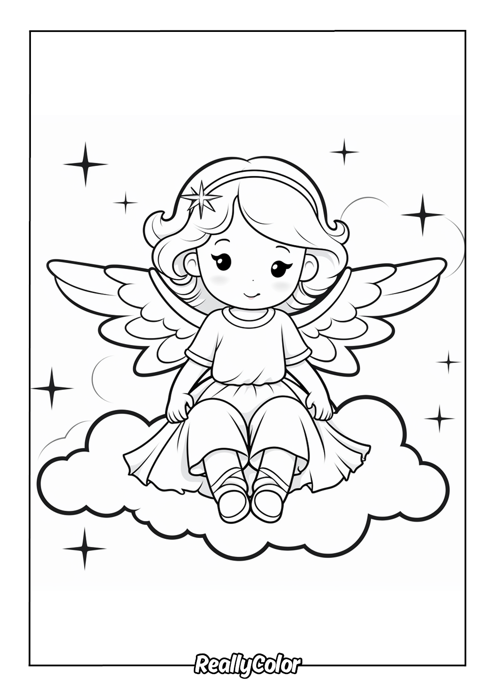 Cute angel coloring page for kids