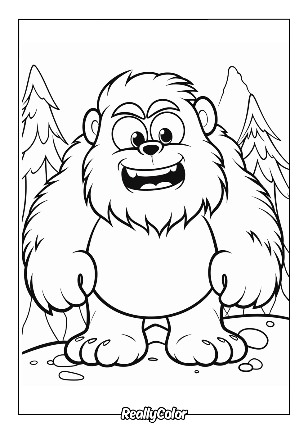 Cute yeti coloring page for kids