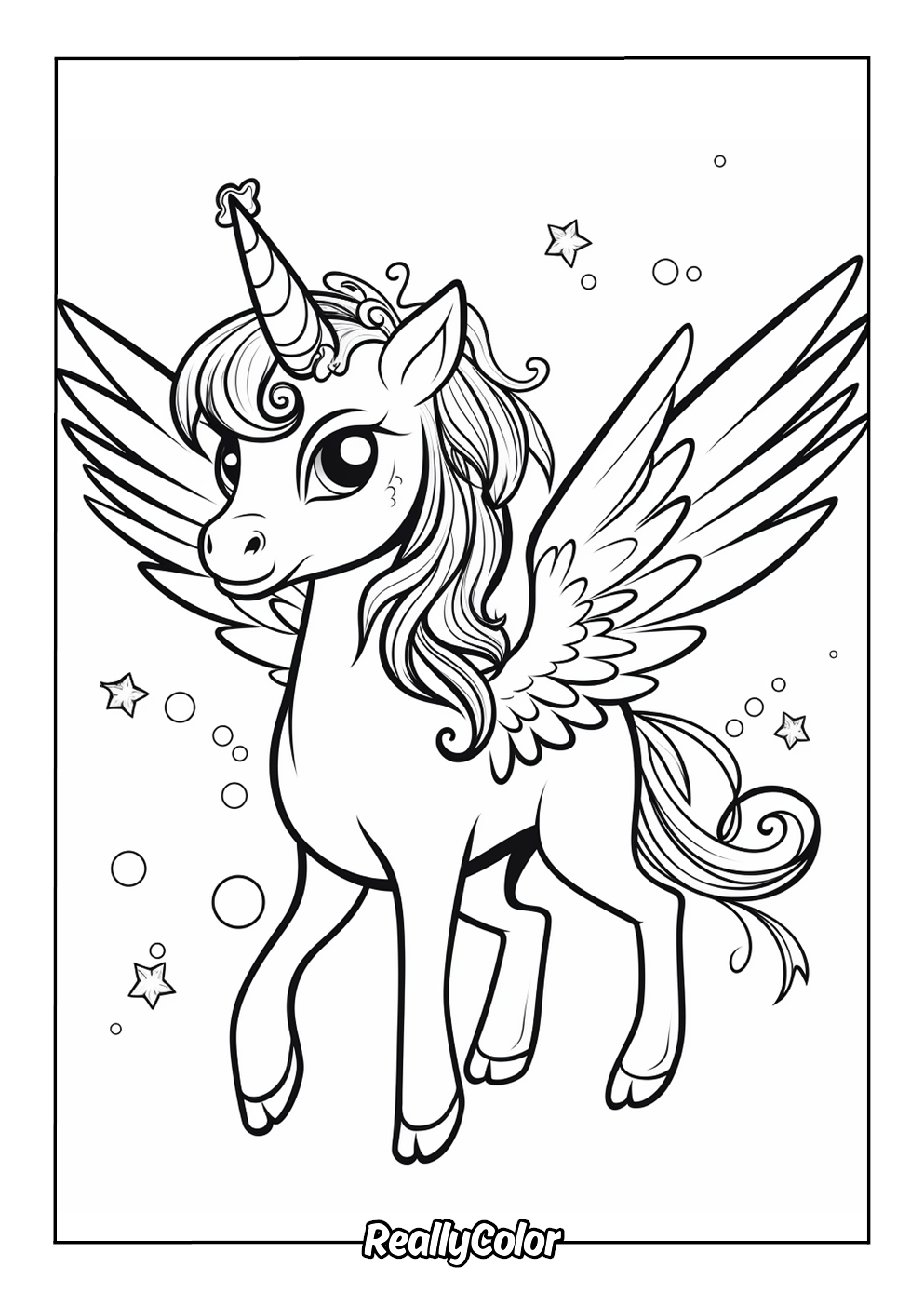 Easy alicorn color page