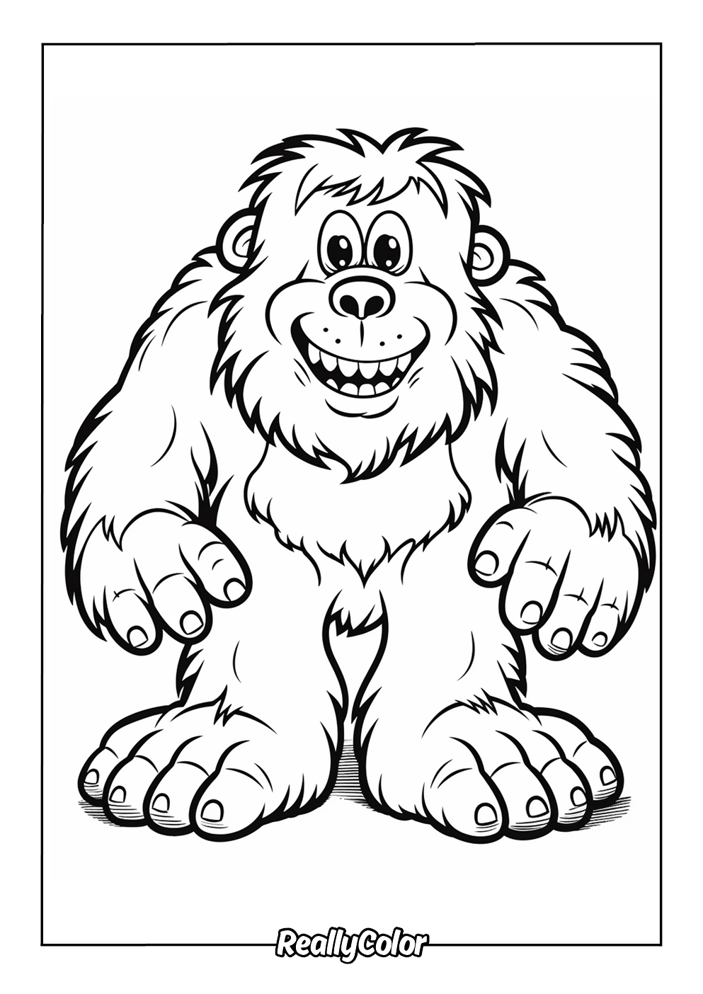 Easy sasquatch coloring page for kids