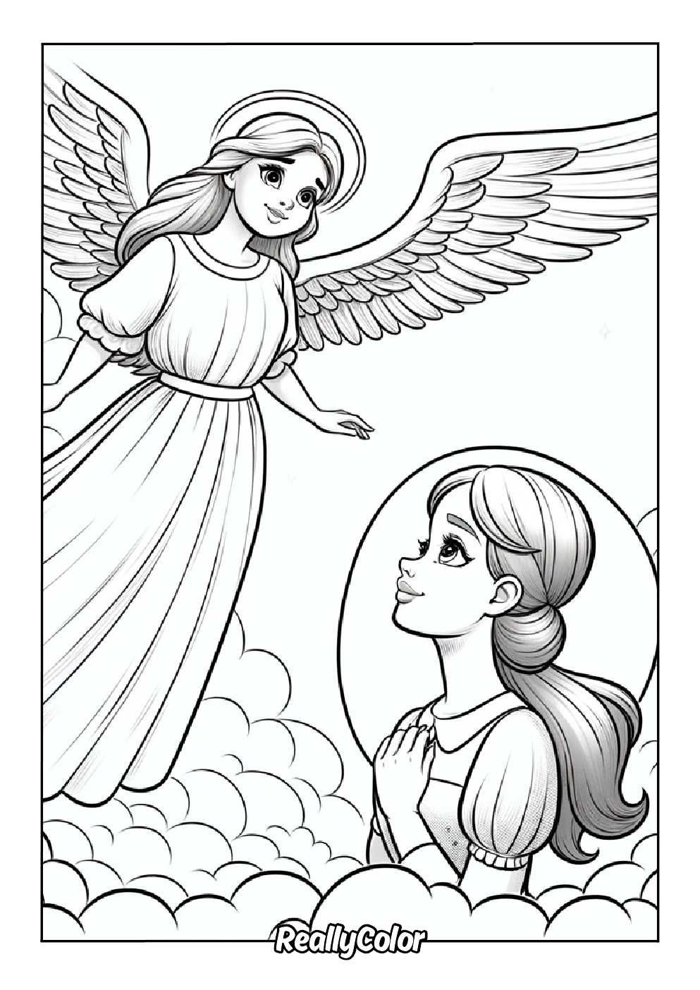 Guardian angel coloring page