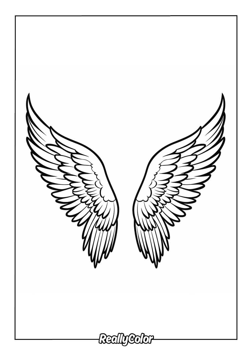 Printable coloring page of an angel wings