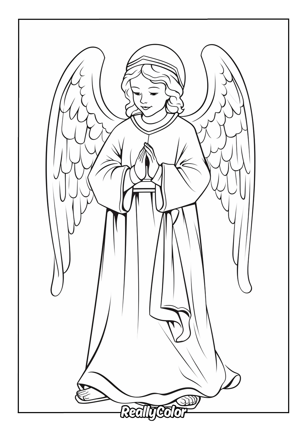 Printable coloring page of an angel